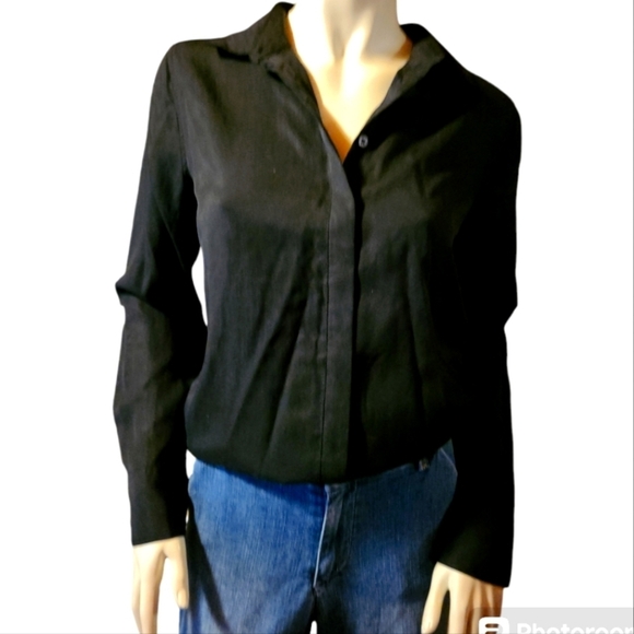 Banana Republic* Hidden Button Front Placket* Black* Sz S - Picture 1 of 6